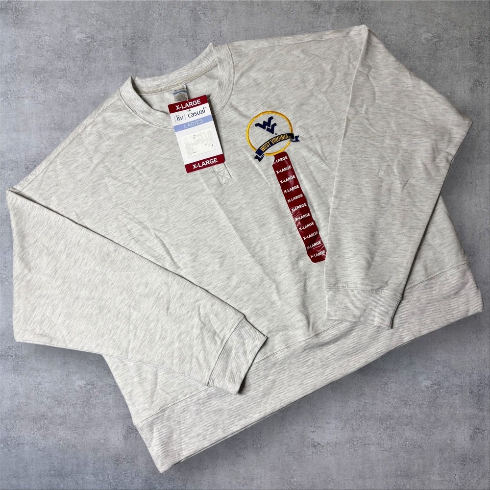 NEW West Virginia Mountaineers Sweatshirt‎ Womens XL Gray Liv Casual Crewneck